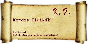 Kordos Ildikó névjegykártya